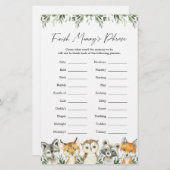 ウッドランド・アニマルズ赤ちゃんシャワーがママのフレーズを終える (正面/裏面)