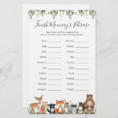 ウッドランド・アニマルズ赤ちゃんシャワーがママのフレーズを終える (正面/裏面)