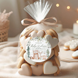 ウッドランド・アニマルズ赤ちゃんシャワーのお願い ラウンドシール