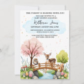 ウッドランド・アニマルズ赤ちゃん男女兼用シャワー 招待状 (正面)