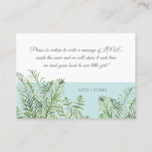 ウッドランド・アニマルズ鹿男の赤ちゃんが本を持ってくる エンクロージャーカード (裏面)