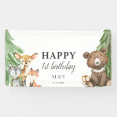 ウッドランド・アニマルズ1歳の誕生日 横断幕 (横)