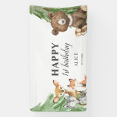 ウッドランド・アニマルズ1歳の誕生日 横断幕 (縦)