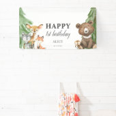 ウッドランド・アニマルズ1歳の誕生日 横断幕 (インサイチュ)