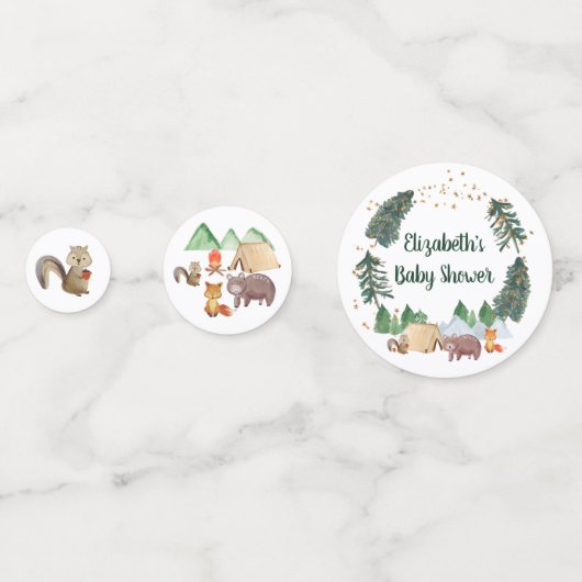 ウッドランド・アニマルズ・アドベンチャーが赤ちゃんのシャワーを待つ コンフェッティ (正面)