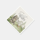ウッドランド・アニマルズ・アドベンチャーが赤ちゃんのシャワーを待つ スタンダードカクテルナプキン (角)