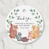 ウッドランド・アニマルズ・カップルの赤ちゃんシャワー フェイバータグ (正面)