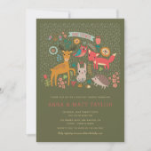 ウッドランド・アニマルズ・カップル・シャワー 招待状 (正面)