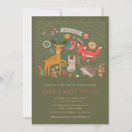 ウッドランド・アニマルズ・カップル・シャワー 招待状