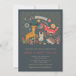ウッドランド・アニマルズ・カップル・シャワー 招待状