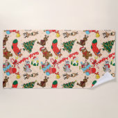 ウッドランド・アニマルズ・クリスマス ビーチタオル (正面)