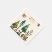 ウッドランド・アニマルズ・グリーンリー・ワイルドワン誕生日 スタンダードカクテルナプキン (角)