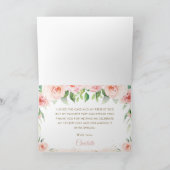 ウッドランド アニマルズ ブラッシュ ピンク フローラル 1歳の誕生日 サンキューカード (内部)