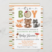 ウッドランド・アニマルズ・ベビーシャワー 招待状 (正面/裏面)