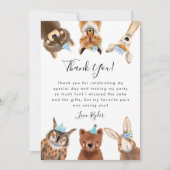 ウッドランド・アニマルズ・ボーイ・バースデーパーティー サンキューカード (正面)