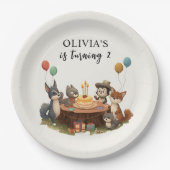 「ウッドランド・アニマルズ・誕生日 ペーパープレート (正面)