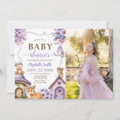 ウッドランド・アニマルズBoho Girl赤ちゃんシャワー写真 招待状 (正面)