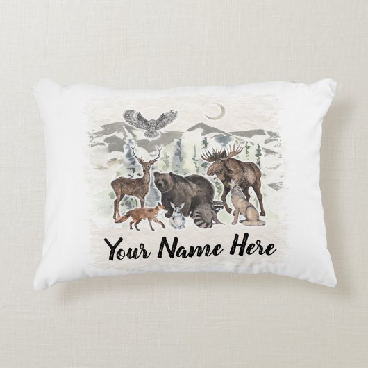 ウッドランド・アニマルパーソナライズされたズ アクセントクッション (正面)