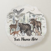 ウッドランド・アニマルパーソナライズされたズ ラウンドクッション (裏面)