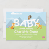 ウッドランド・アニマルユニセックスズかわいい赤ちゃんシャワー 招待状 (正面)