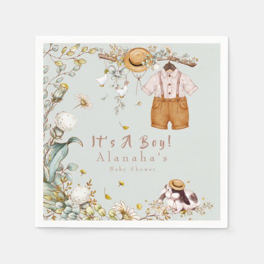 ウッドランド・アニマル素朴リー・ボーイ スタンダードカクテルナプキン (正面)