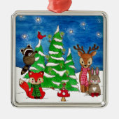 ウッドランド・アニマル静かズ・ナイト メタルオーナメント (正面)