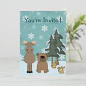 ウッドランド・アニマル・ウィンター・バースデーパーティーへの招待 招待状 (スタンド正面)