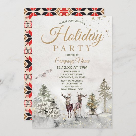 ウッドランド·アニ企業のズ·ホリデー·クリスマス·パーティー 招待状 (正面/裏面)