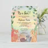 ウッドランド・イッツ・ア・ガール　フォレスト・フレンズ　ベイビー・シャワー 招待状 (スタンド正面)
