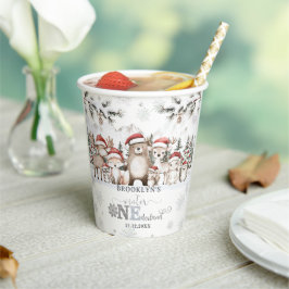 ウッドランド ウィンター ワンダーランド クリスマス 1歳の誕生日 紙コップ