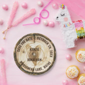 ウッドランド·ウェディング·セーブザ·デートツリー·リングや輪の切り株 ペーパープレート (パーティー)