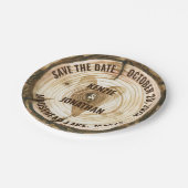 ウッドランド·ウェディング·セーブザ·デートツリー·リングや輪の切り株 ペーパープレート (アングル)