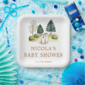 ウッドランド・ウルフ・ベビーシャワー ペーパープレート (パーティー)