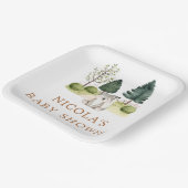 ウッドランド・ウルフ・ベビーシャワー ペーパープレート (傾斜あり)