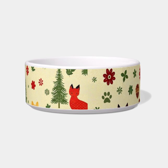 ウッドランド・クリスマスの犬用ボウル ‐ 田舎風のシカ ボウル (右)