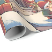 ウッドランド・クリスマスレッドヴィンテージサンタイラストレーション ラッピングペーパー (ロールコーナー)