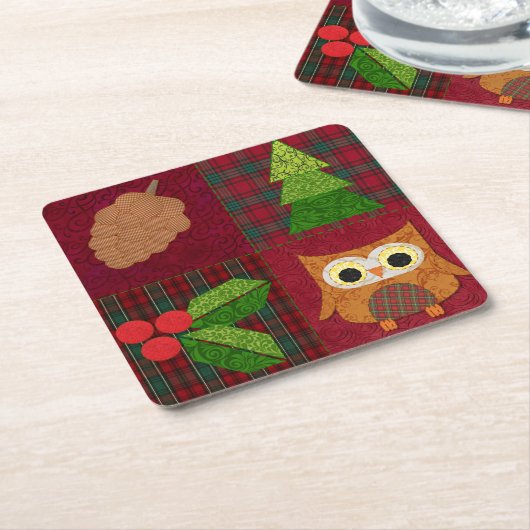 ウッドランド・クリスマス・コースター スクエアペーパーコースター (アングル)