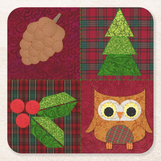 ウッドランド・クリスマス・コースター スクエアペーパーコースター (正面)