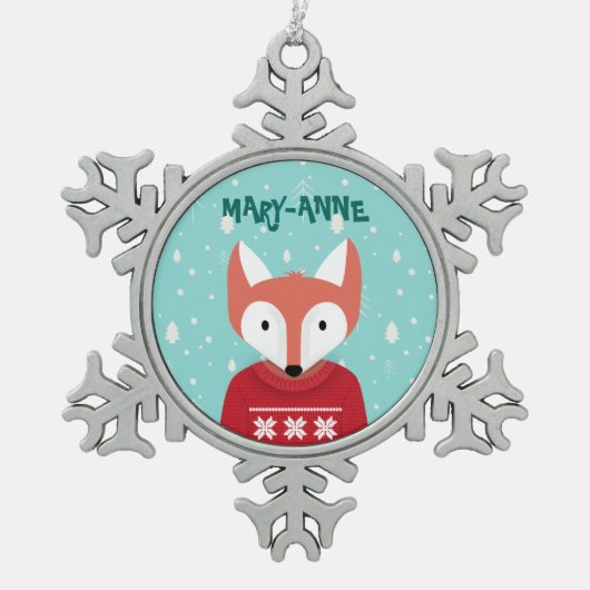 ウッドランド・クリスマス スノーフレークピューターオーナメント (正面)