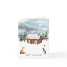 ウッドランド・クリスマス、動物の折り畳みグリーティングカード