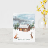 ウッドランド・クリスマス、動物の折り畳みグリーティングカード カード (黄色い花)