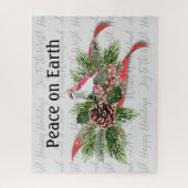 ウッドランド・クリスマス |赤い（鳥）ショウジョウコウカンチョウ ジグソーパズル (縦)