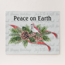 ウッドランド・クリスマス |赤い（鳥）ショウジョウコウカンチョウ ジグソーパズル