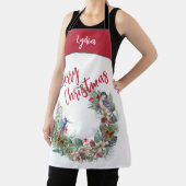 ウッドランド・クリスマス |鳥のリース パーソナライズされた エプロン (インサイチュ)