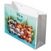 ウッドランド・クリーチャー・ボーイズベビーシャワー ラージペーパーバッグ (正面アングル)