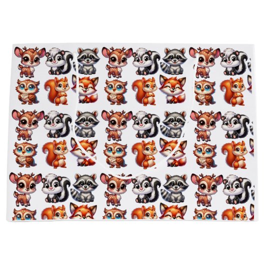 ウッドランド・クリーチャー・ボーイズベビーシャワー ラージペーパーバッグ (正面)