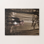 ウッドランド・サンビームの茶色と白のピットブル ジグソーパズル (横)