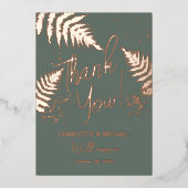 ウッドランド・シダPhoto 結婚 Overlay's Thank You 箔招待状 (正面)