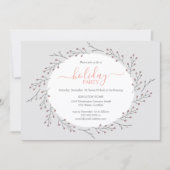 ウッドランド シンプル リース ホリデー パーティー 招待状 (正面)