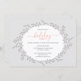 ウッドランド シンプル リース ホリデー パーティー 招待状